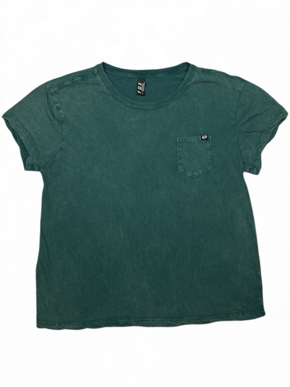 FOX Racing Women’s Green Pocket T-Shirt Size Large Casual Soft Cotton Tee